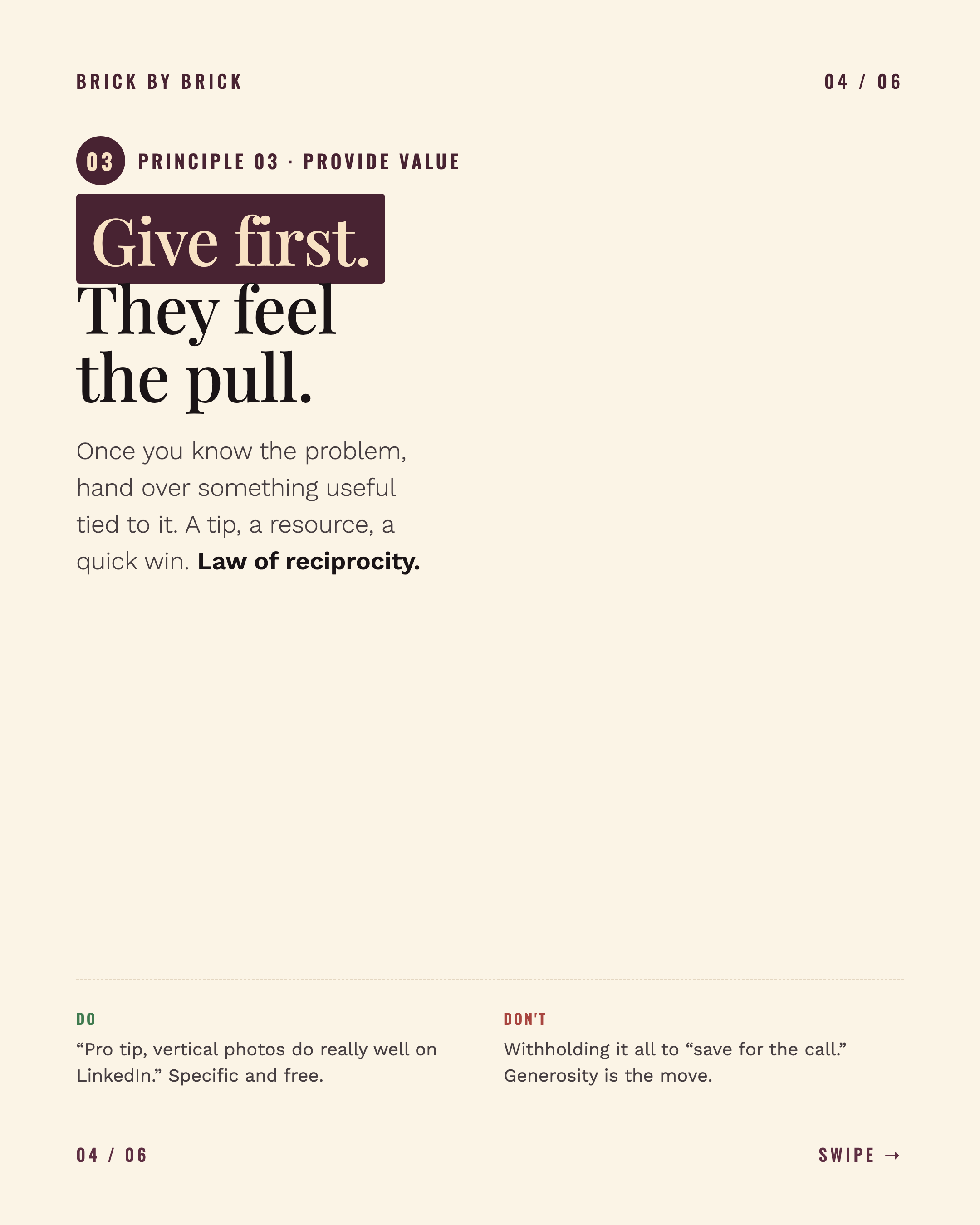 Principle 3, Provide value